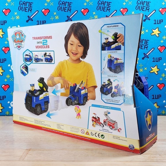 Paw Patrol Chase Split-Second 13" Vehicle 2-in-1 Transforming Police Cruiser - Picture 4 of 12